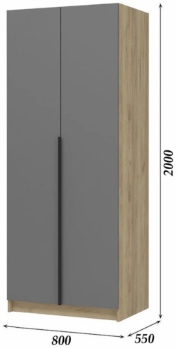 Распашной шкаф ИМПЕРИЯ МЕБЕЛИ Империя мебели Рейми, 80x200х55 см, серый, коричневый