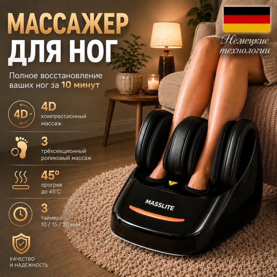 Массажер MassLite MS31S напольный 3D-массаж, надавливающий, разминающий, разогревающий, шиацу, компрессионный