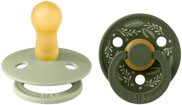 Пустышка BIBS Holiday Leaf 2 шт. - Sage/Hunter Green 6+ мес., 2 шт, зеленый
