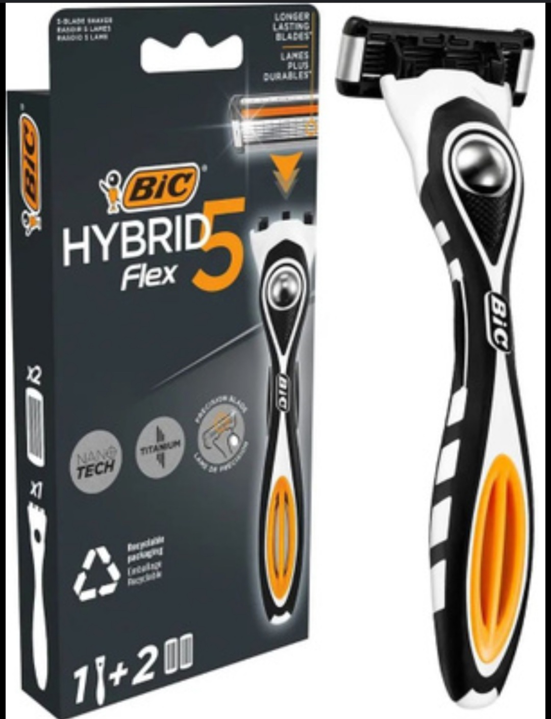 Бритва мужская, BIC Hybrid 5 Flex сменные кассеты 2 шт