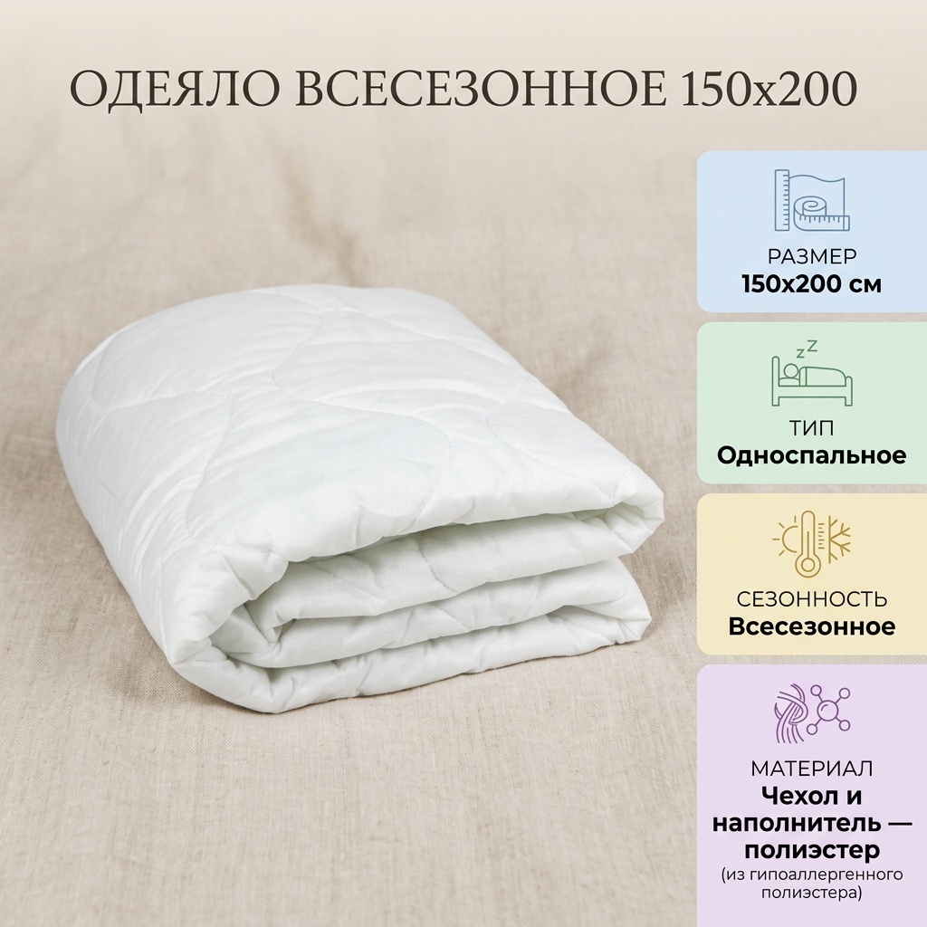 Одеяло текстиль 150x200 всесезонное