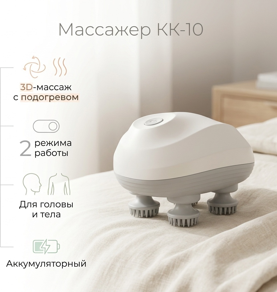 Массажер КК-10 ручной 3D-массаж, разминающий, разогревающий