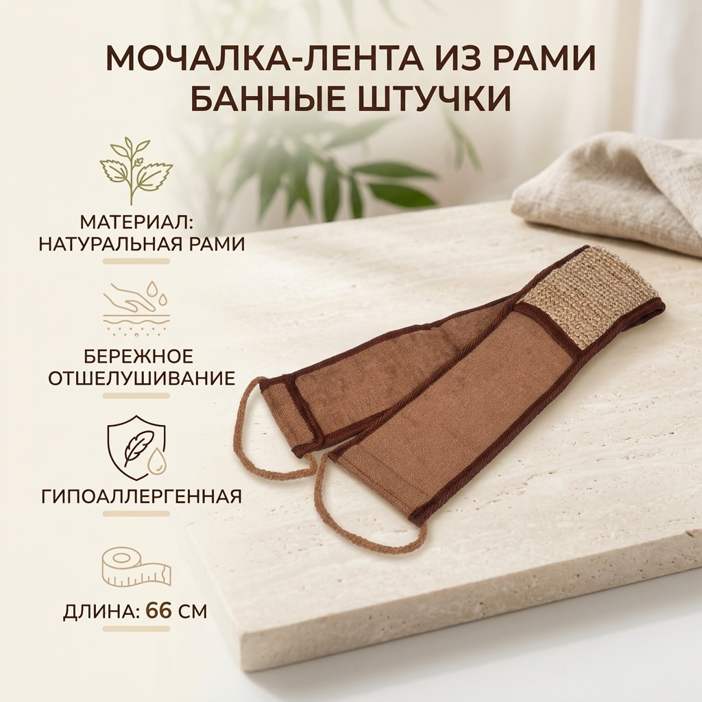 Банные штучки мочалка для тела, универсальное коричневый 1 шт