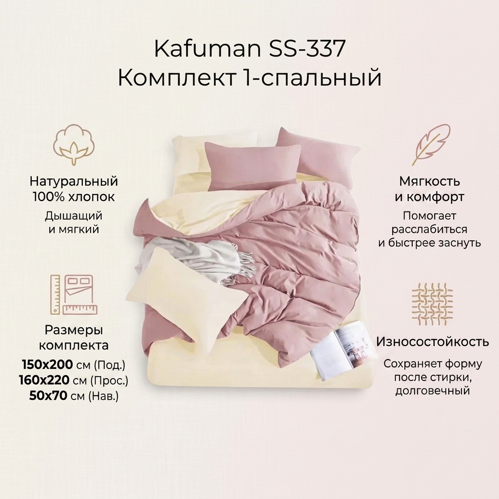Комплект Kafuman Balance Duo 1-спальный хлопок, 1 наволочка: 50x70 см