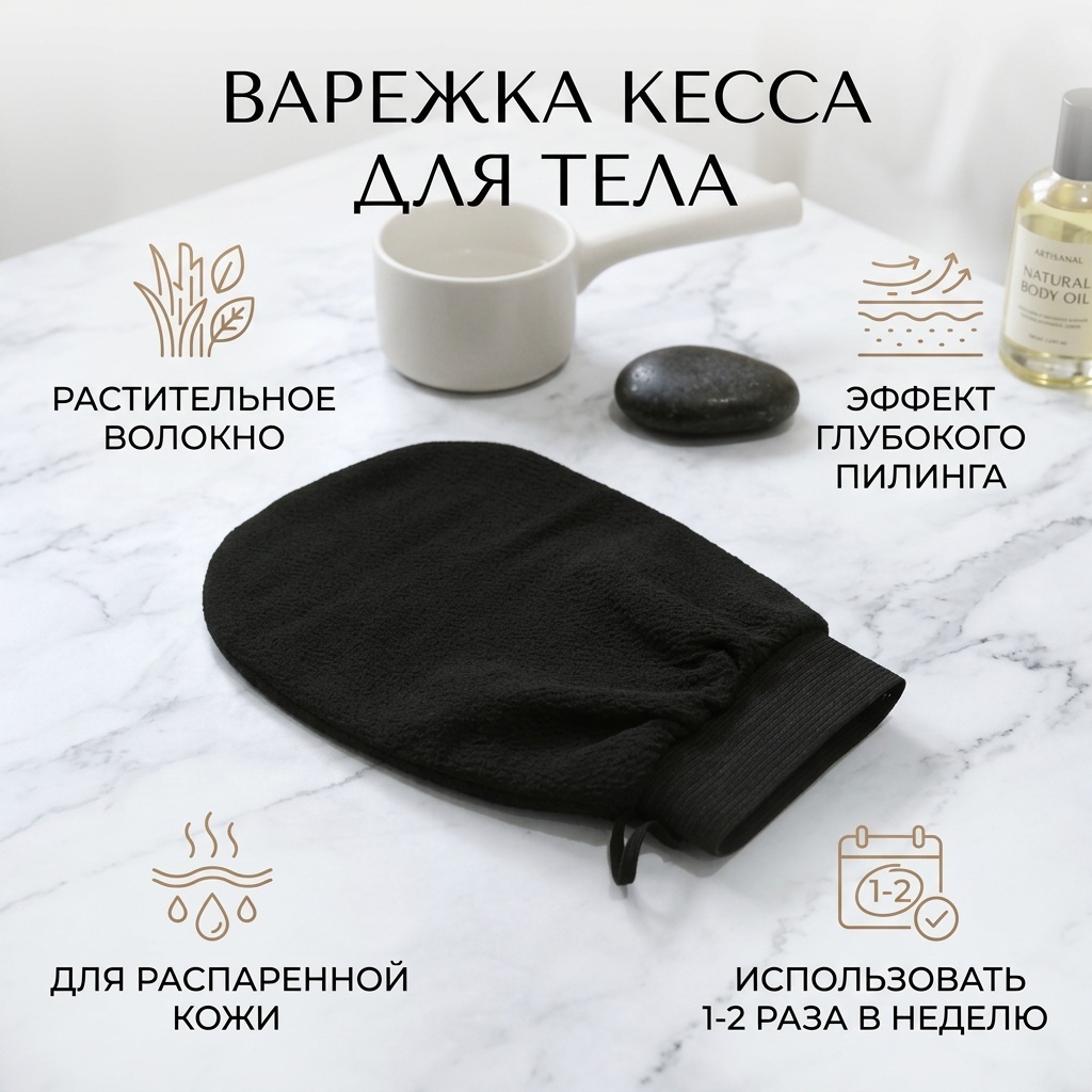 Варежка для тела, универсальное черный 1 шт