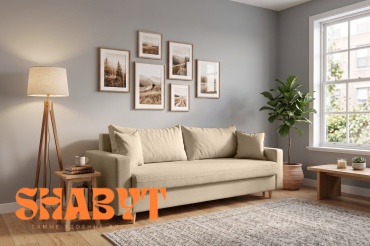 Тахта Shabyt Тэка, 220х80 см, обивка велюр, бежевый