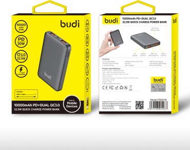 Внешний аккумулятор Budi PB091B 10000 мАч 22.5 Вт серый