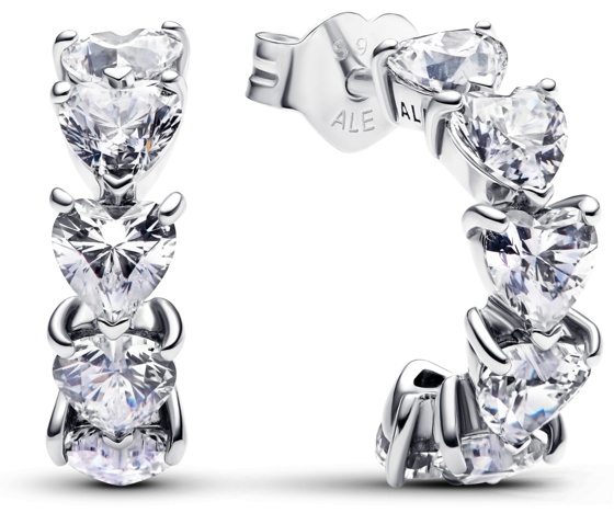 Серьги PANDORA «Сердца» 293657C01 вес 2.93 г серебро, цирконий