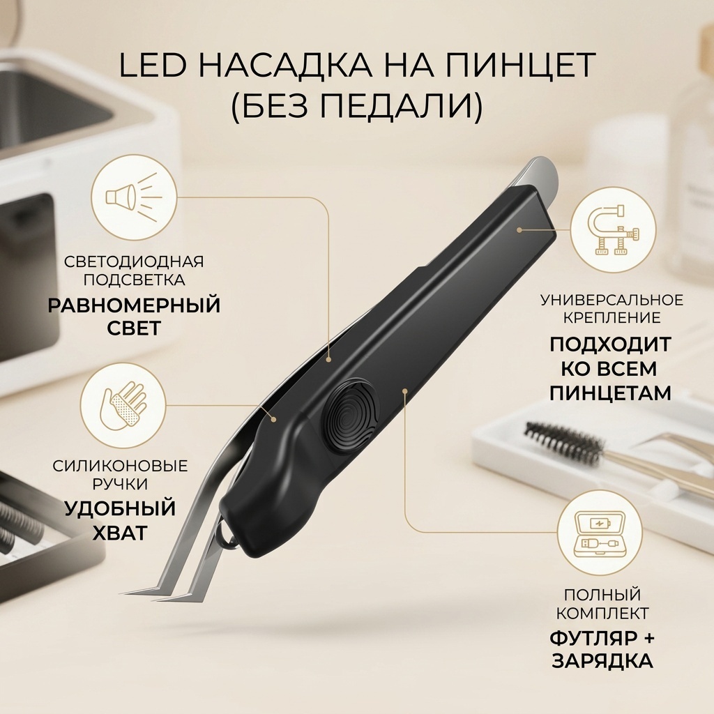 LED насадка на пинцет без педали 1 шт