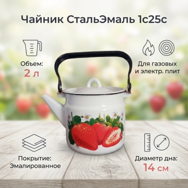 СтальЭмаль чайник 1с25с 2 л, эмаль
