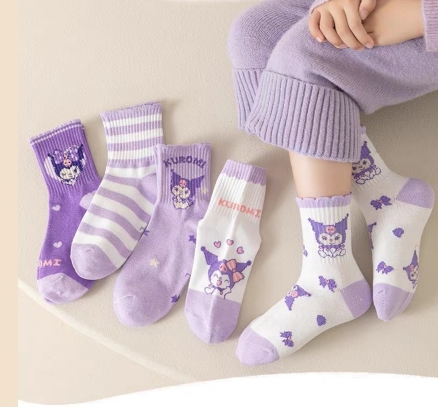 Носки Kuromi 996557733 5 пар белый, фиолетовый 22- 26