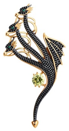 Брошь SOKOLOV 93040049 вес 11.94 г серебро, фианит