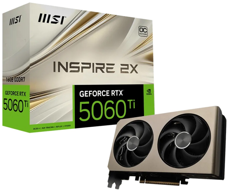 Видеокарта MSI Видеокарта MSI GeForce RTX 5060 Ti 16G INSPIRE 2X OC (G506T-16I2C) 16 Гб