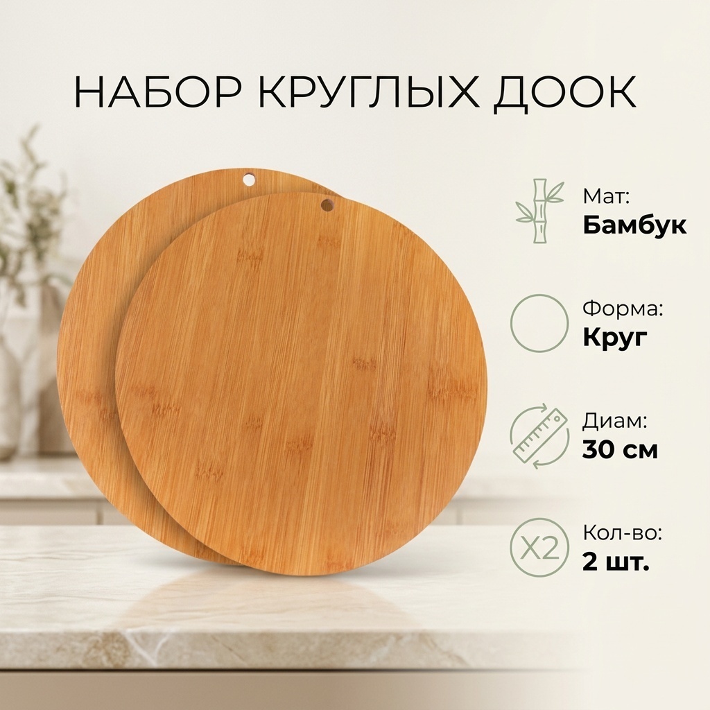 Набор разделочных досок 30398339_480753473 2 шт, дерево, бамбук