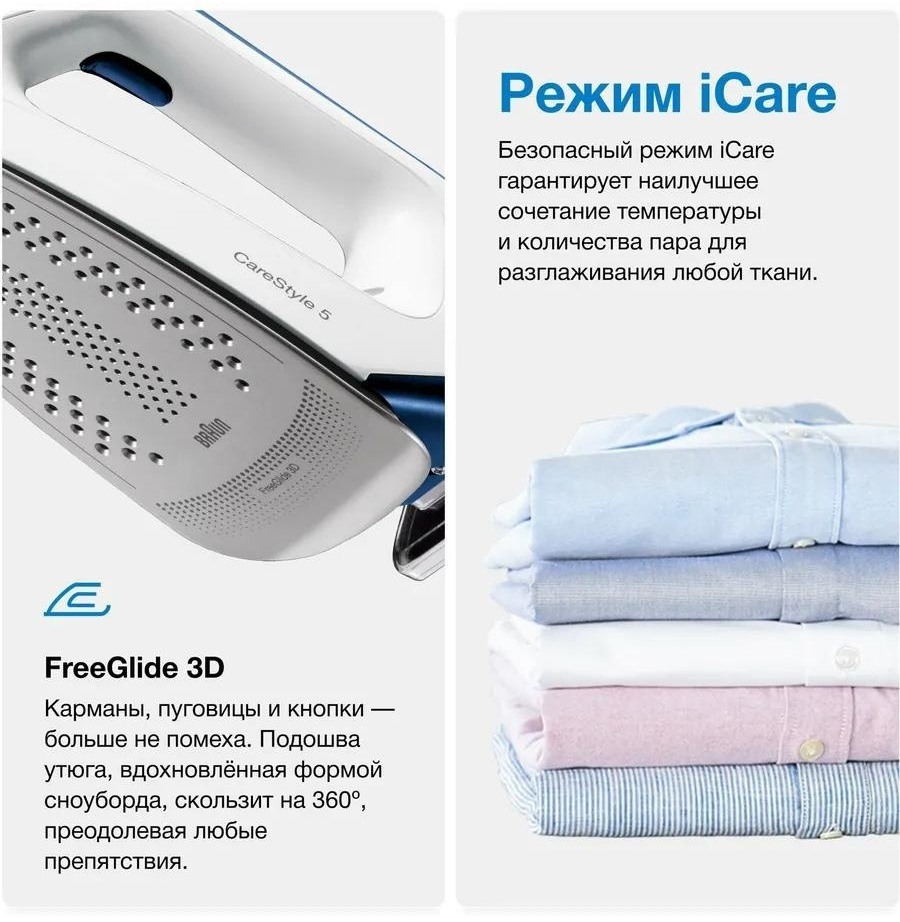Парогенератор Braun CareStyle 5 IS5245BL белый, синий — фото 4