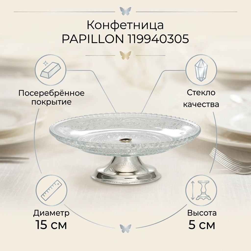 PAPILLON конфетница PAPILLON 119940305 круглая 1 шт