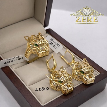 ZERE Комплект Барс из желтого золото вес 11.3 г золото, фианит