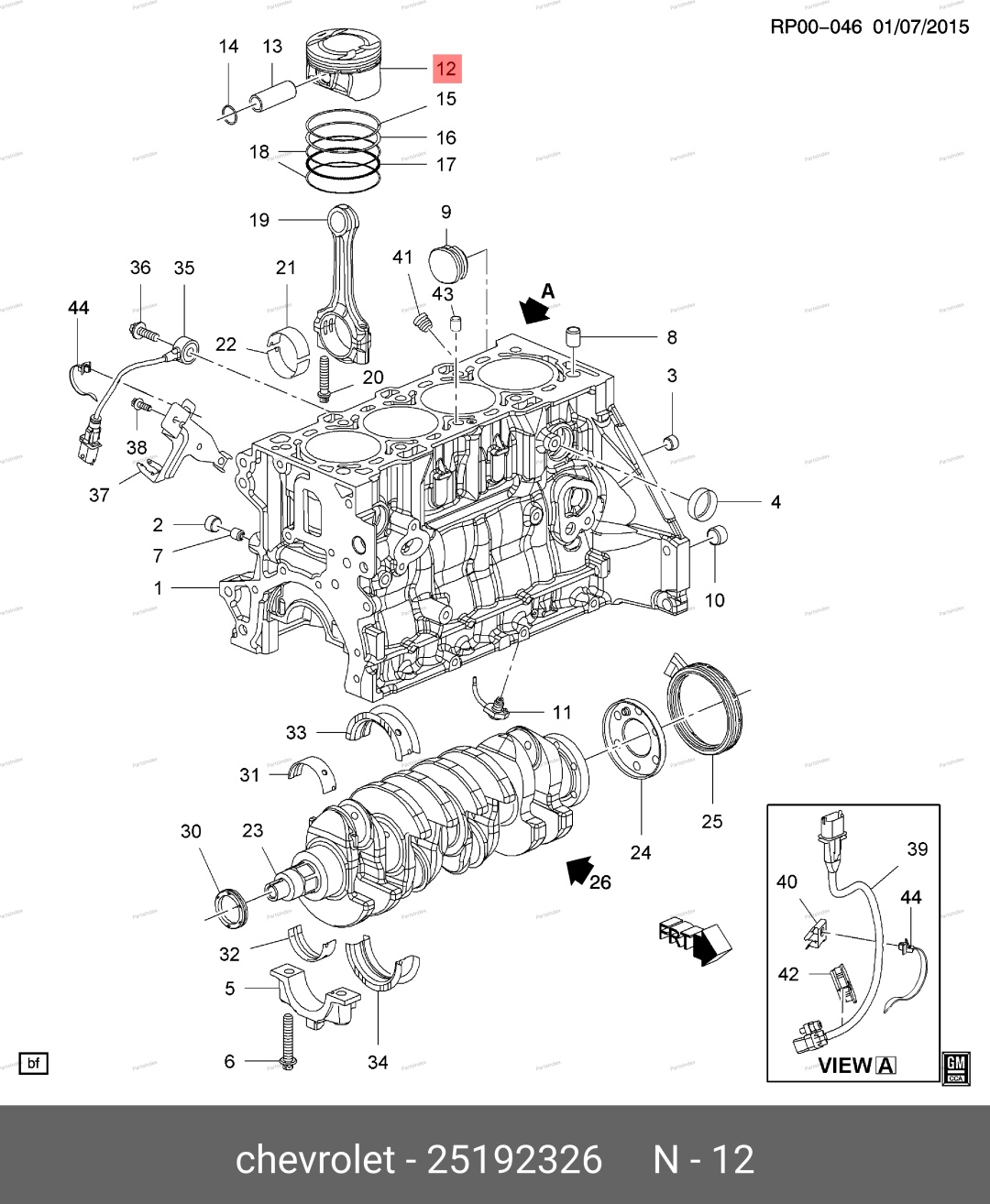 General Motors поршень 25192326