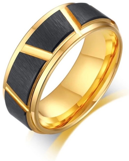 Кольцо CREO jewelry KF-183/6 размер 20 вольфрам, без вставок, золотистый, черный