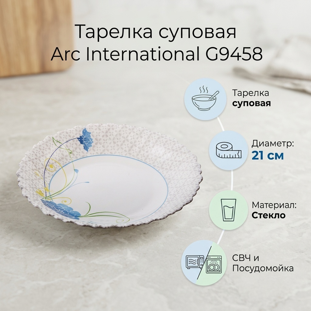 Тарелка Arc International 21 см, 1 шт, стекло