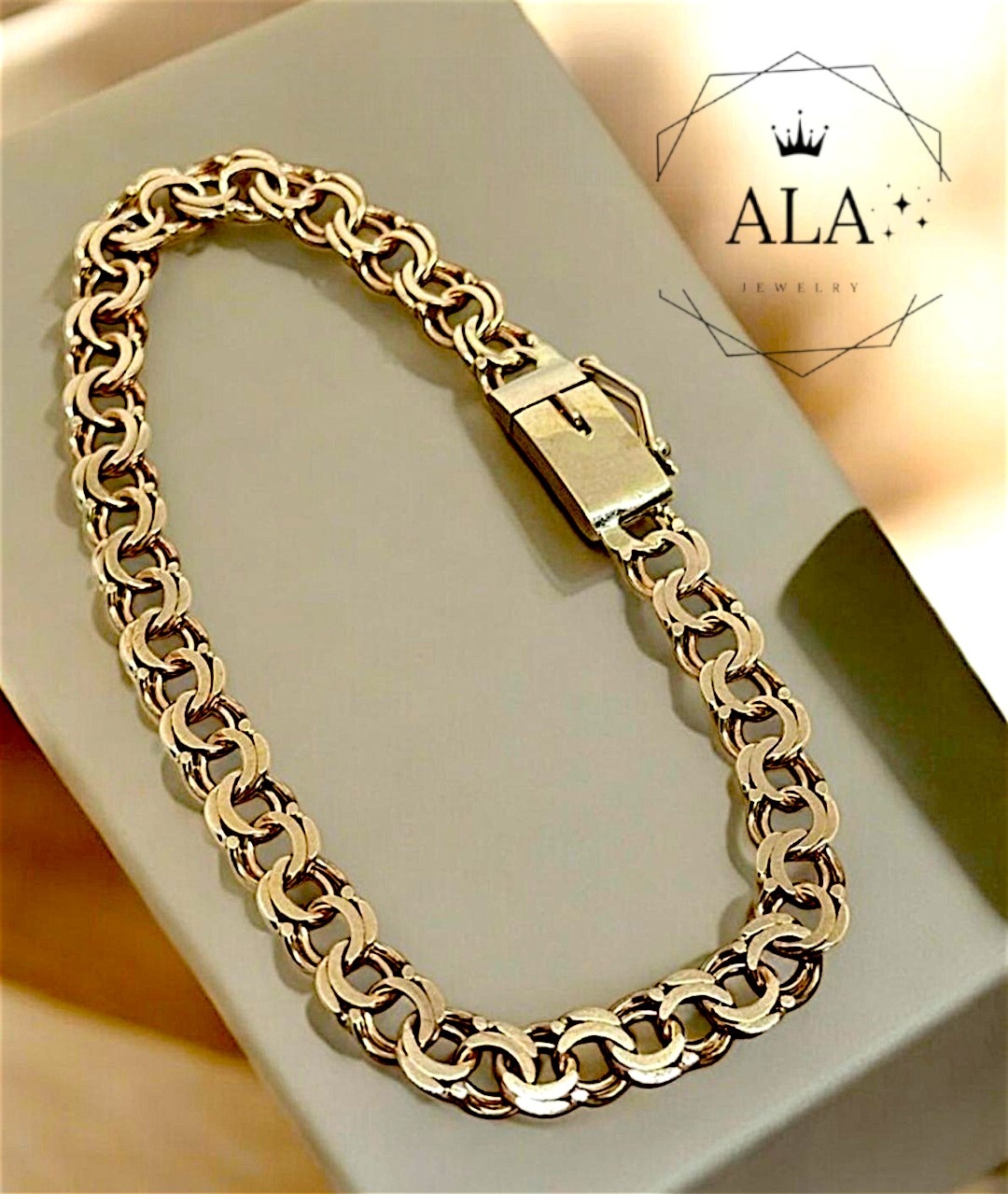 ALA ALA_GLD216_032 длина 20 см, вес 8.5 г золото, плетение бисмарк