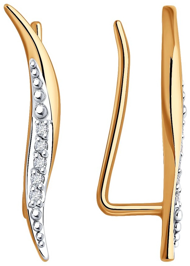 Серьги Diamant 215147 вес 0.88 г золото, бриллиант