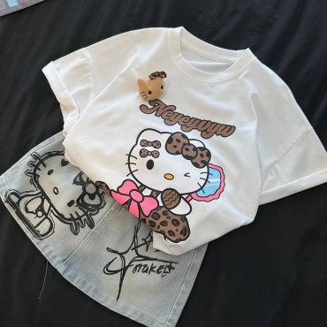 Джинсовая юбка Hello Kitty белый, голубой