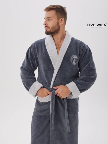 Велюровый халат FIVE WIEN серый