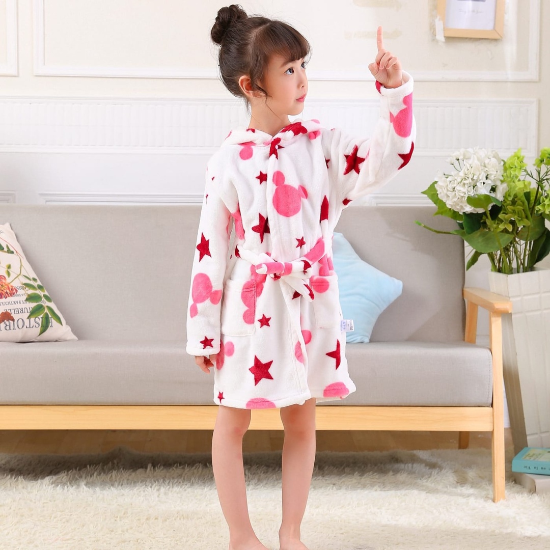 Флисовый халат Di-Di Kids белый, красный, розовый