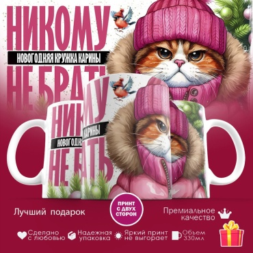 Кружка «Новогодняя Карины (2)», 330 мл, керамика, 1 шт.