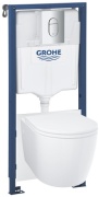 Grohe унитаз с инсталляцией 103849SH00 GROHE Rapid SL,5-1,Инсталляция с подвесным унитазом Bau ceramic,панель Arena Cosmopolitan, санфаянс