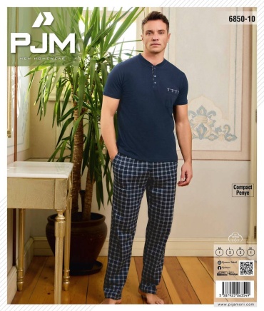Пижама PJM HomeWear белый, темно-синий