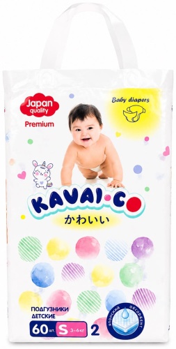 Подгузники KAVAI-CO Premium S S, 60 шт