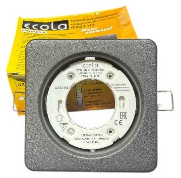 Встраиваемый светильник Ecola GX53 20 Вт 220 В  Софит Ecola GX53 H4 Квадрат плоский Черный матовый FM53N4ECB
