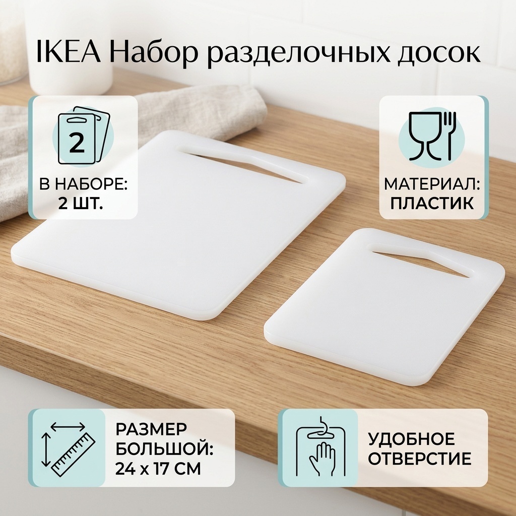 IKEA набор разделочных досок 70559703 2 шт, пластик