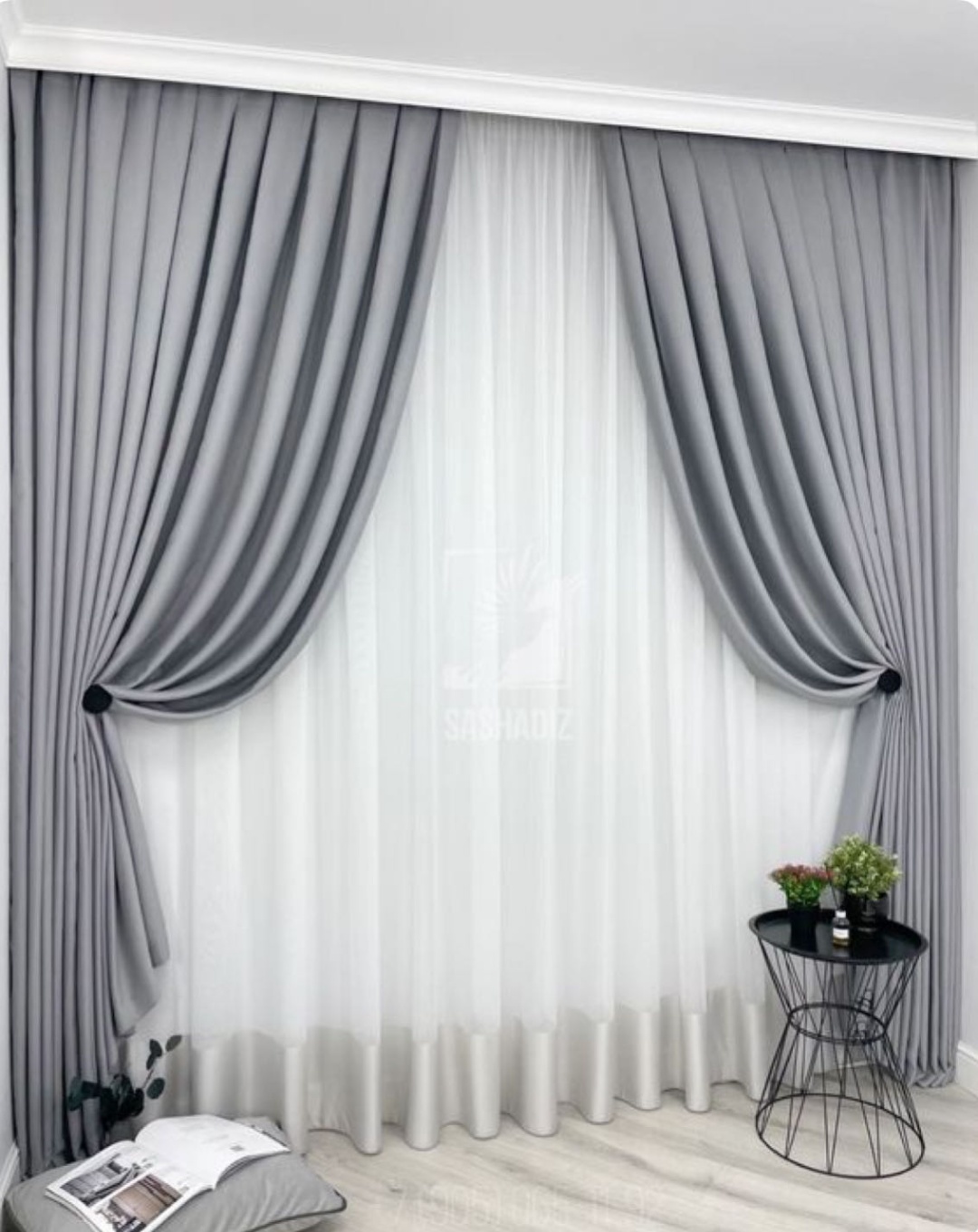 Комплект 300x280 см 3 шт, бархат, серый