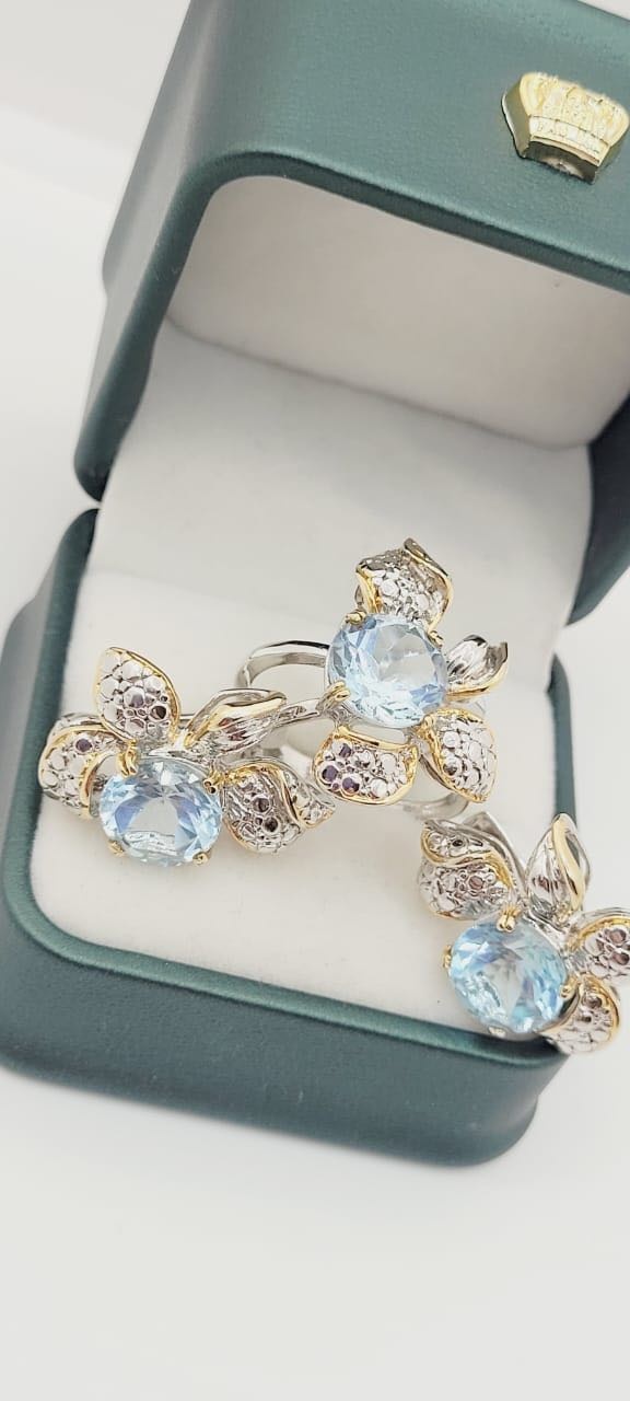 AQUAMARINE D275093 вес 18 г серебро, топаз