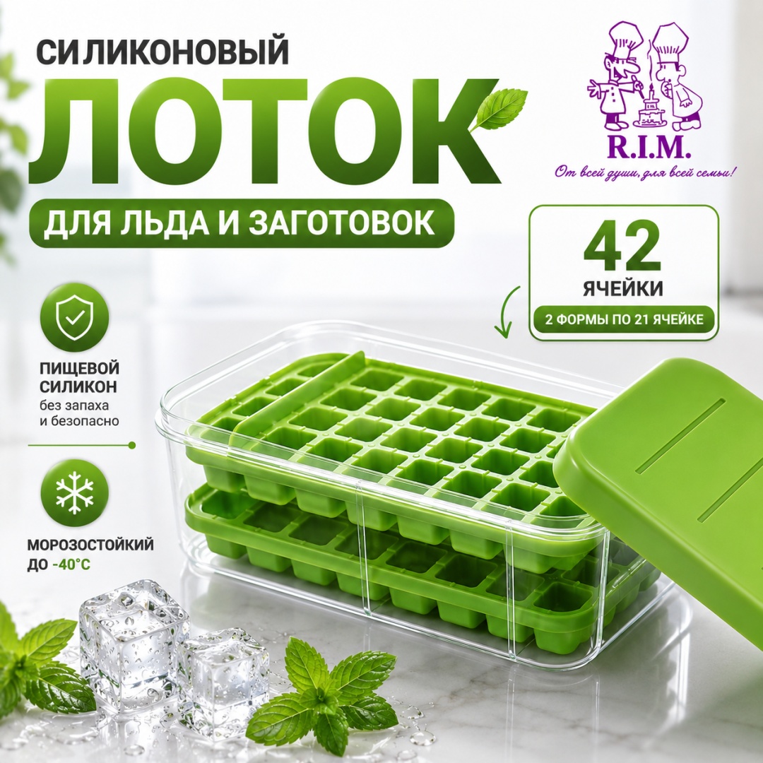 R.I.M. для льда, для заготовок с контейнером 42 ячейки, ABS-пластик, силикон