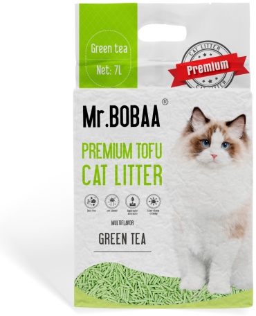 Mr.BOBAA TOFU с ароматом зеленого чая комкующийся смываемый 7 л