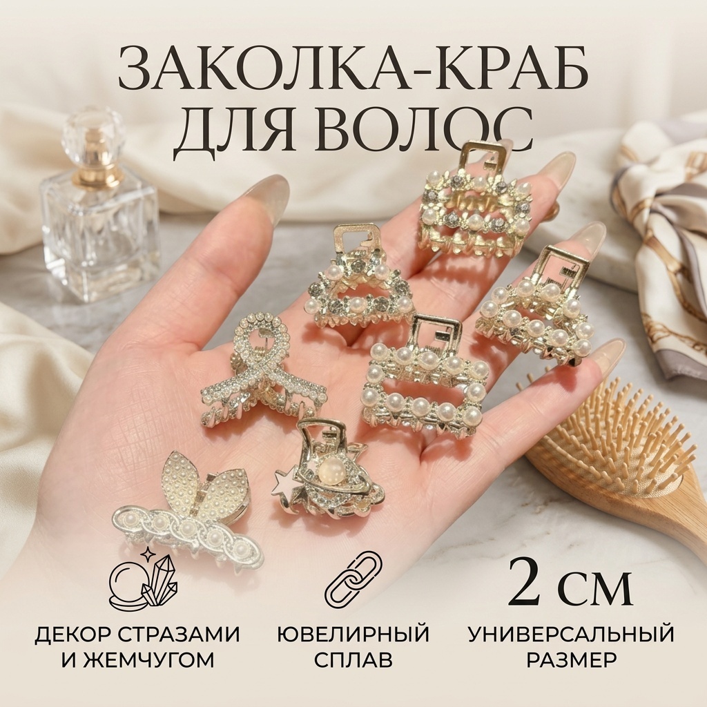 Заколка краб 7 шт