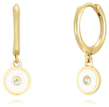 Серьги детские Bloomy “Bubble White” вес 2 г золото-серебро, циркон, эмаль