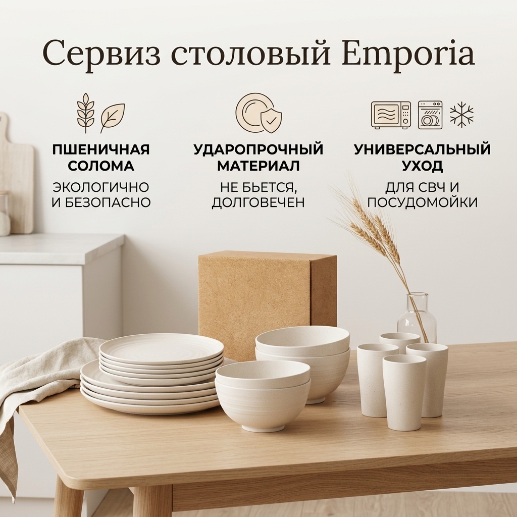 Сервиз на 4 персоны , предметов: 16, столовый, пшеничная солома