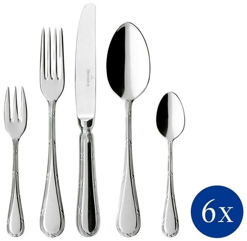 Набор столовых приборов Villeroy&Boch 30 шт, серебристый Besteck Kreuzband Septfontaines 18/10 Edelstahl