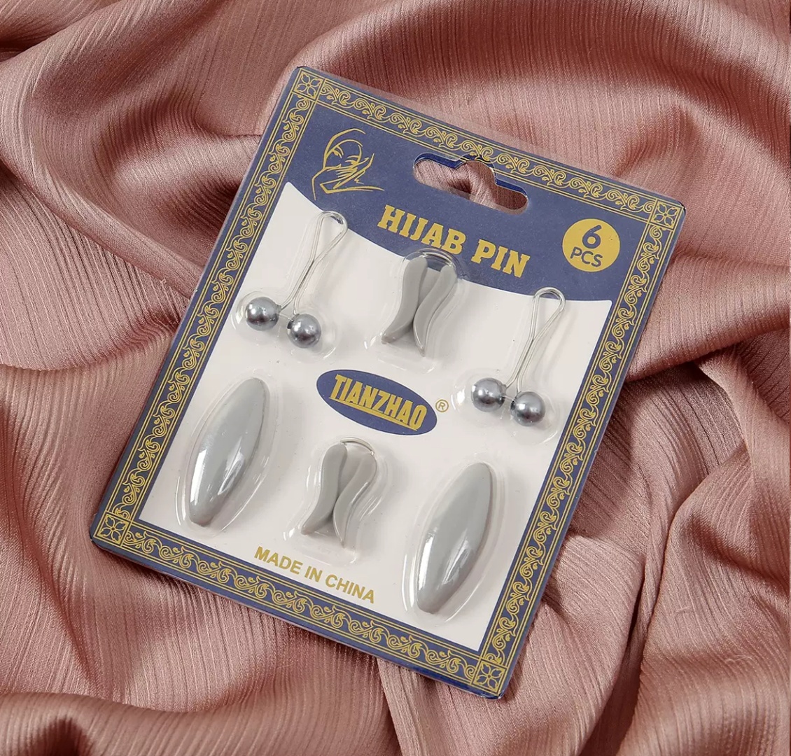 Зажим TIANZHAO Hijab pin универсальная белый, серый