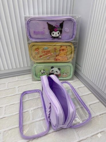 Пенал YR Kuromi capibara panda. Куроми капибара панда, застежка молния, мультиколор