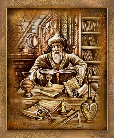 Картина на холсте в багете под дерево "Наследие" (мудрец) 80x100 см