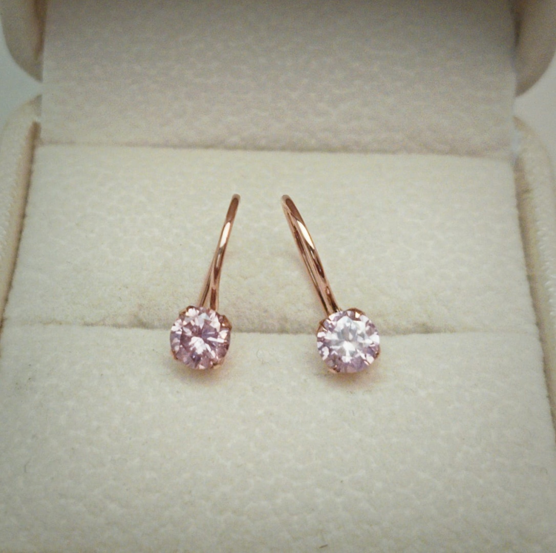 Серьги AQUAMARINE 09854 вес 1.1 г золото, фианит
