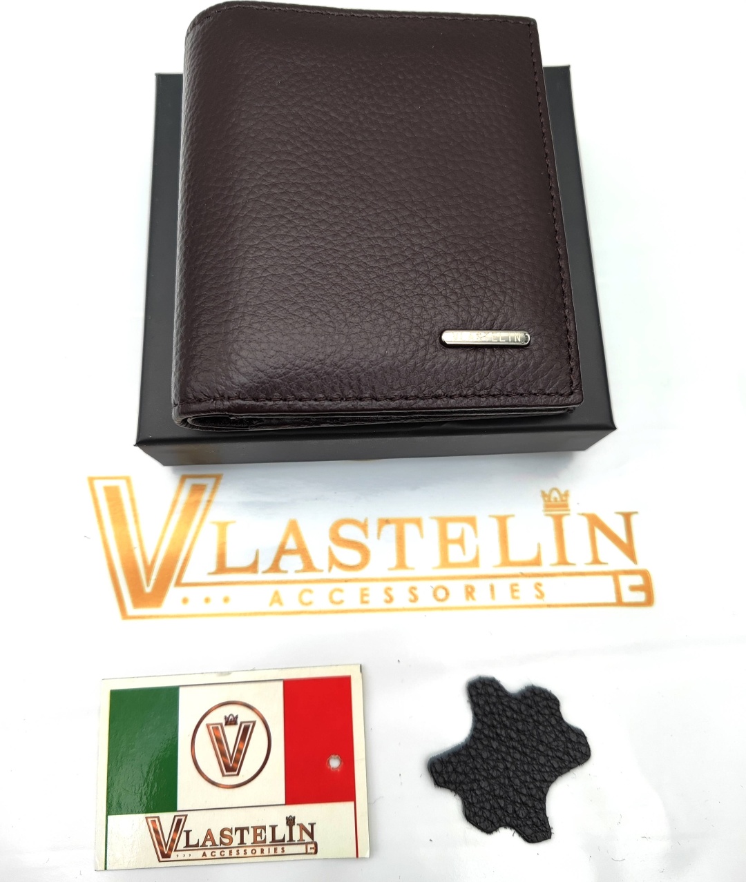 Кошелек Vlastelin металл, натуральная кожа коричневый