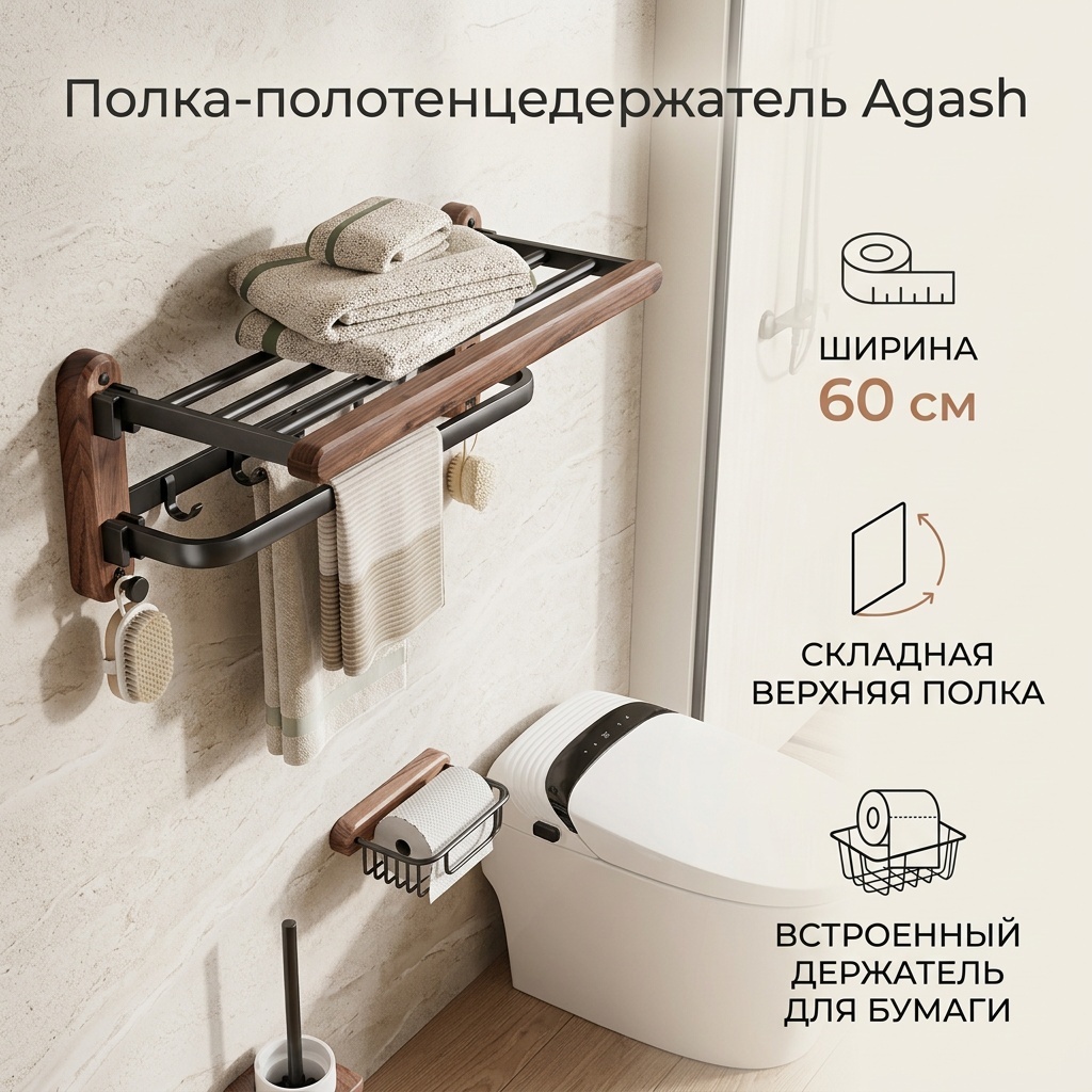 NIKHOME полка Agash 1 шт, металл, дерево