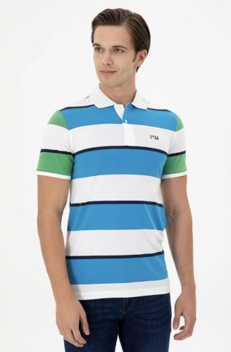 Поло U.S. Polo Assn. белый, голубой